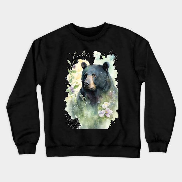 Portrait of an adorable and beautiful Bear watercolor Crewneck Sweatshirt by Nethmi